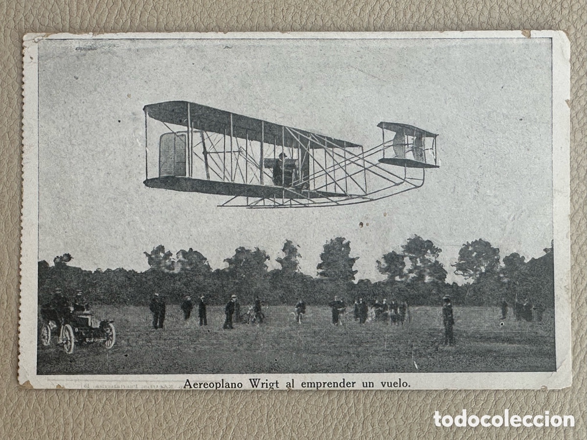 Postcards: ANTIGUA POSTAL AVIACION AEREOPLANO WRIGT AL EMPRENDER UN VUELO