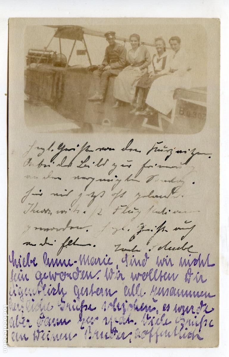 Postales: Avi&oacute;n alem&aacute;n de la primera guerra mundial, postal fotogr&aacute;fica escrita, sin circular