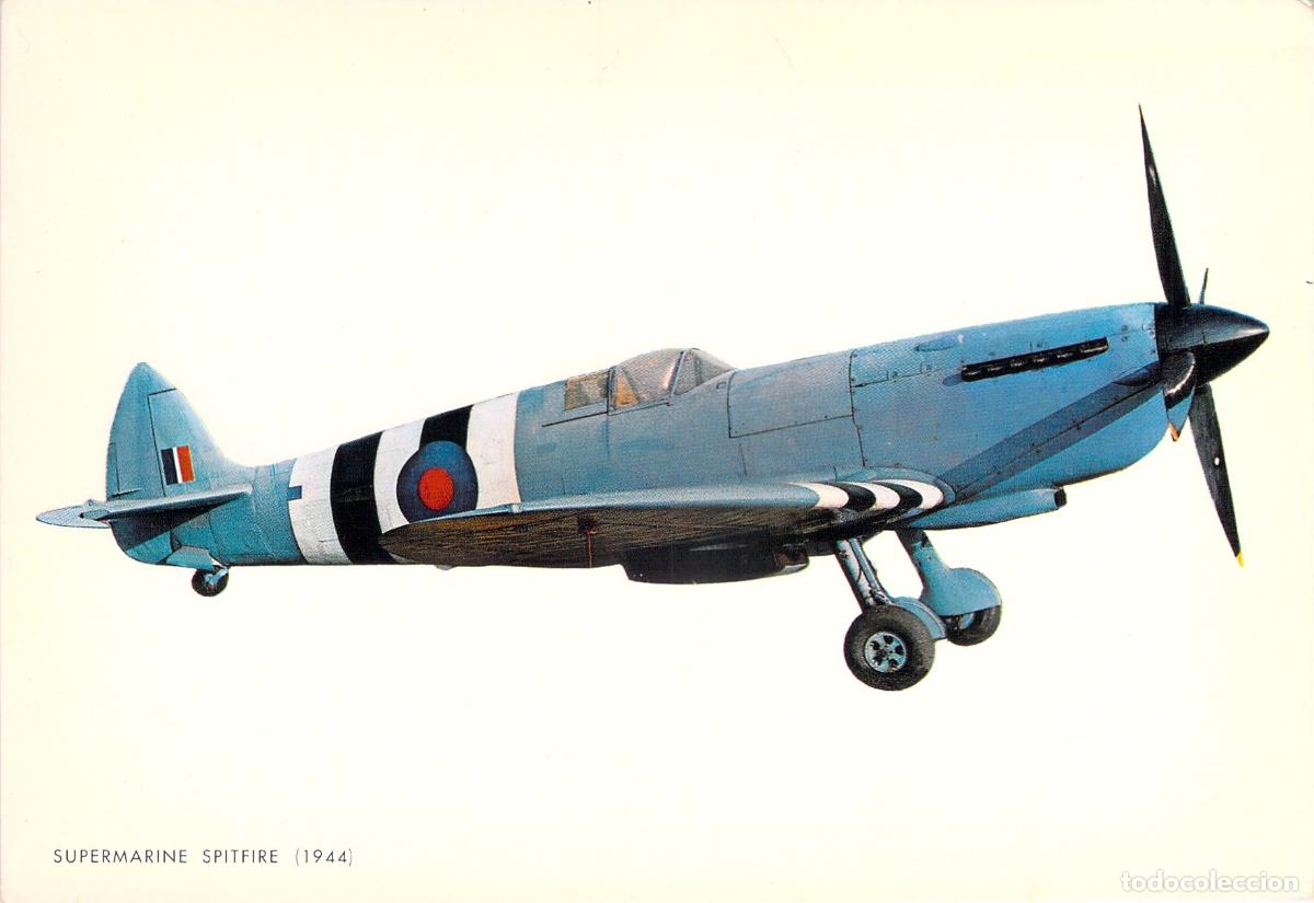 Postales: Postal del Avi&oacute;n de Combate Brit&aacute;nico Supermarine Spitfire