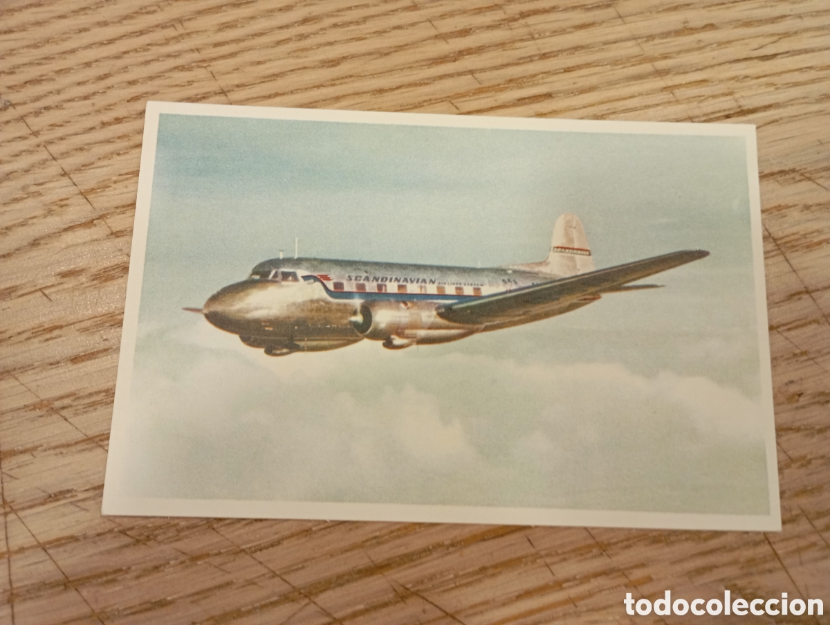 Postales: AVI&Oacute;N - SCANDINAVIAN AIRLINES SYSTEM - TWIN-ENGINED SAS AIRCRAFT, SAAB SCANDIA, WHIT 32 SEATS