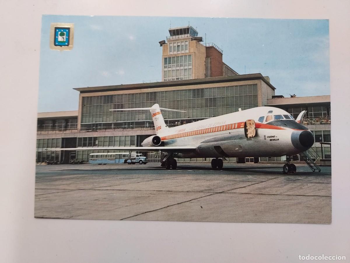 Postales: POSTAL MADRID AEROPUERTO DE BARAJAS. AVION (IBERIA MCDONNELL DOUGLAS DC-9). SIN CIRCULAR. 1968