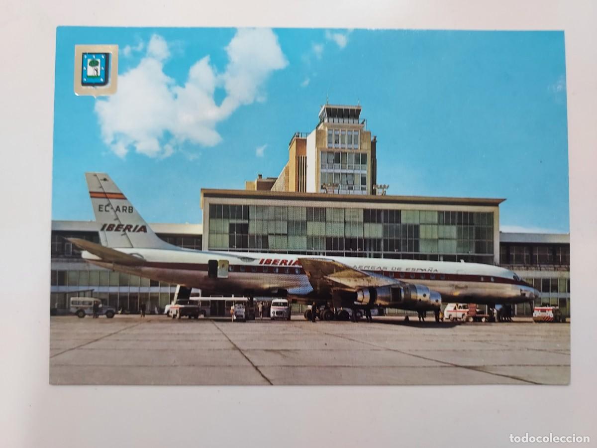 Postales: POSTAL MADRID AEROPUERTO DE BARAJAS. AVION (IBERIA DOUGLAS DC-8). SIN CIRCULAR. 1965