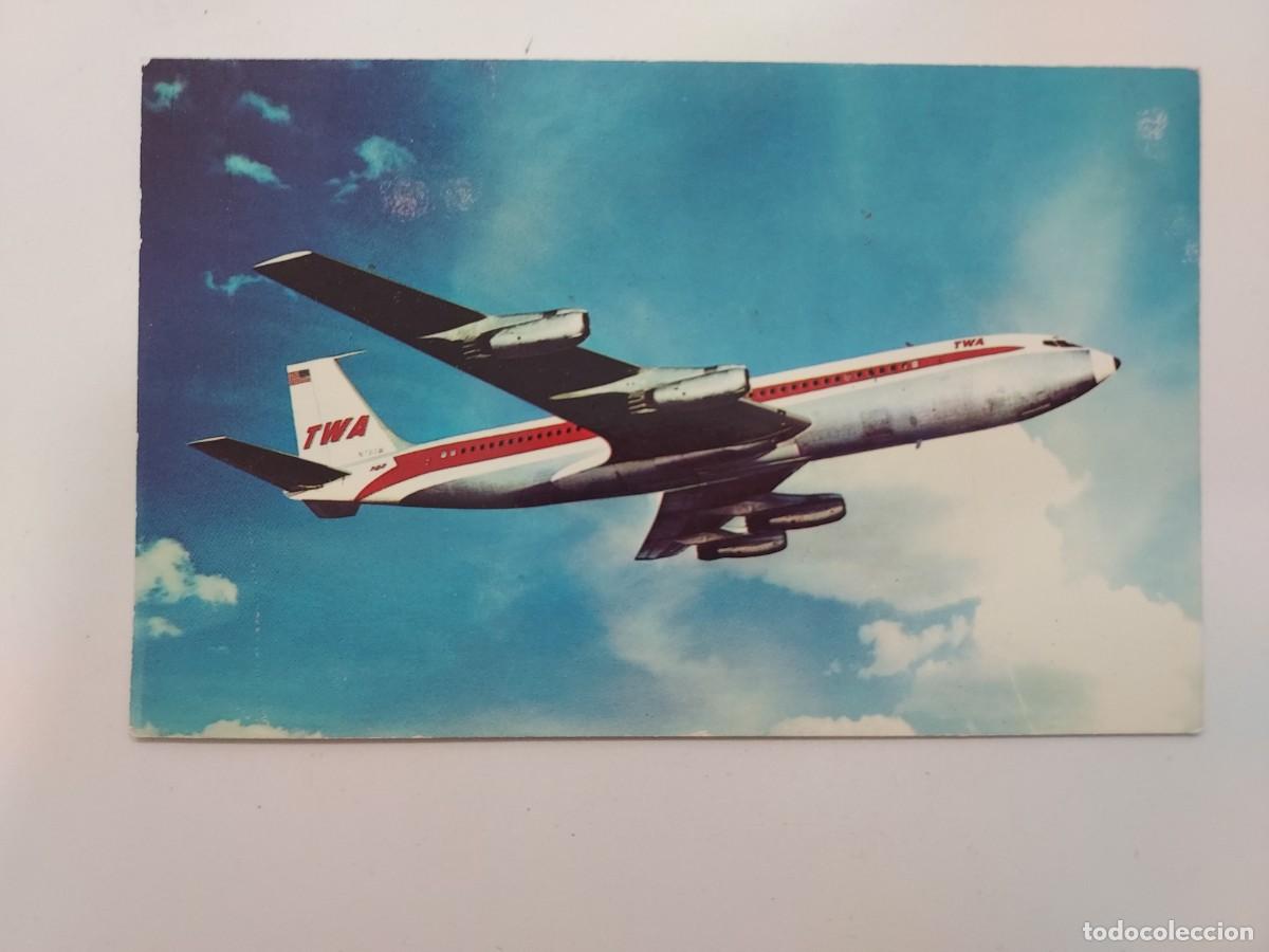 Postales: POSTAL AEROLINEA TWA AVION TWA SUPERJET BOEING 707. CIRCULADA CANADA 1969