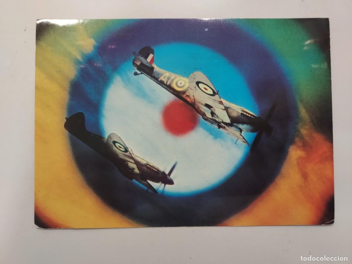 Postales: POSTAL AVION BATTLE OR BRITAIN Supermarine Spitfire de la Real Fuerza A&eacute;rea (RAF). CIRCULADA
