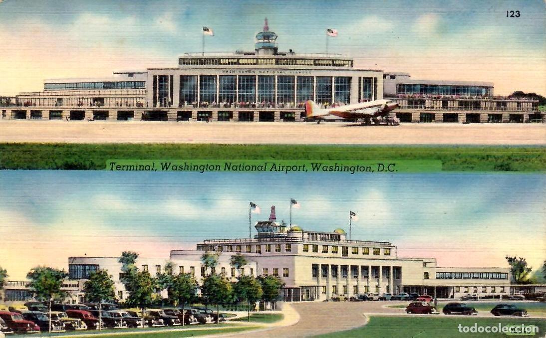 Postales: WASHINGTON, USA. Aeropuerto (National Airport). Postal antigua sin circular.