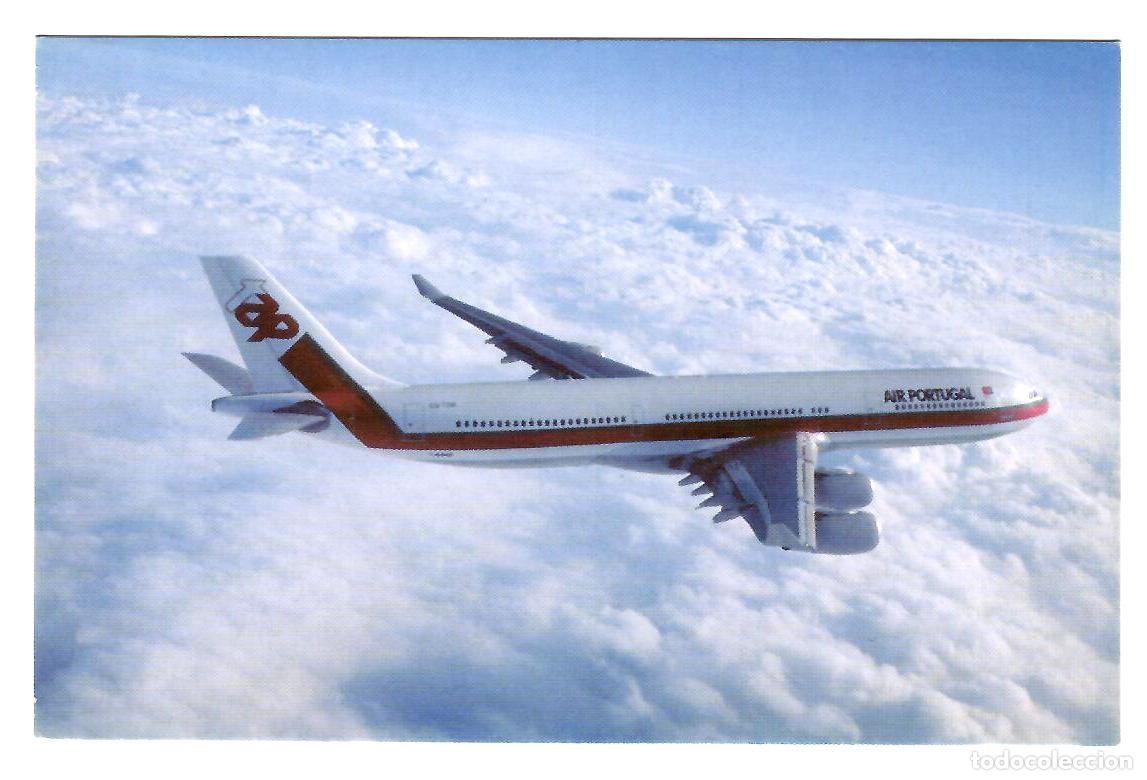 Postales: TAP Air Portugal. Avi&oacute;n A340. Edici&oacute;n de la compa&ntilde;&iacute;a a&eacute;rea.