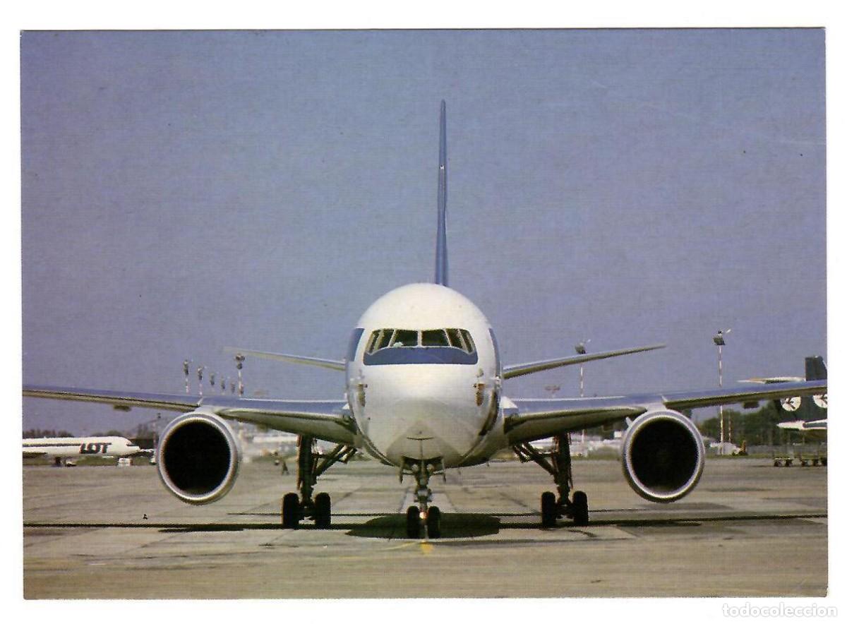 Postales: LOT, l&iacute;neas a&eacute;reas polacas. Avi&oacute;n BOEING 767-200 ER.