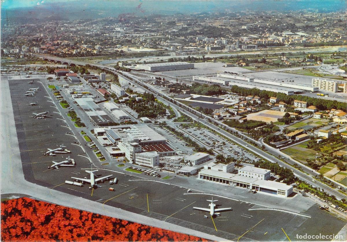 Postales: Postal Vista A&eacute;rea del Aeropuerto de Niza Costa Azul Francia