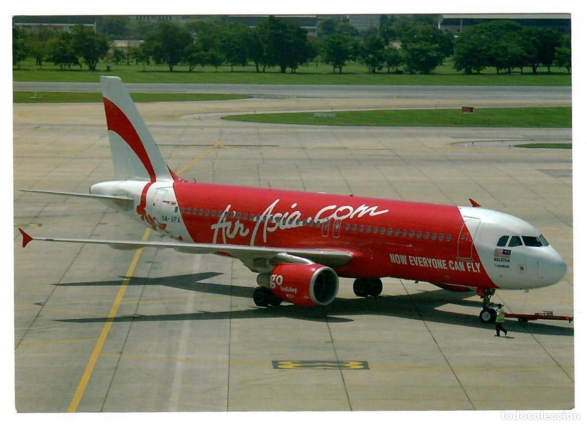 Postales: AIR ASIA, Malaysia / Malasia. Avi&oacute;n Airbus A320-214 en el aeeropuerto de Bangkok (2006). Nueva.