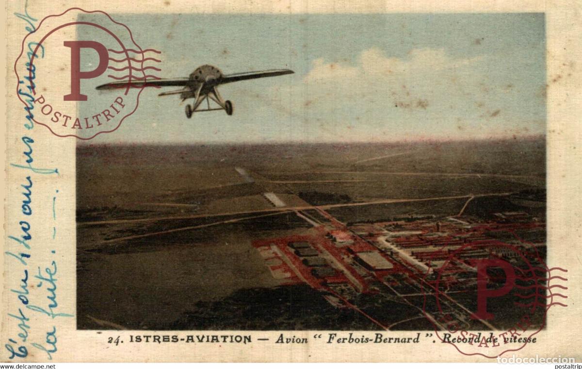 Postcards: RARE istres aviation * avion FERBOIS BERNARD ferbois bernard * aviateur bas a&eacute;rodrome a&eacute;roport