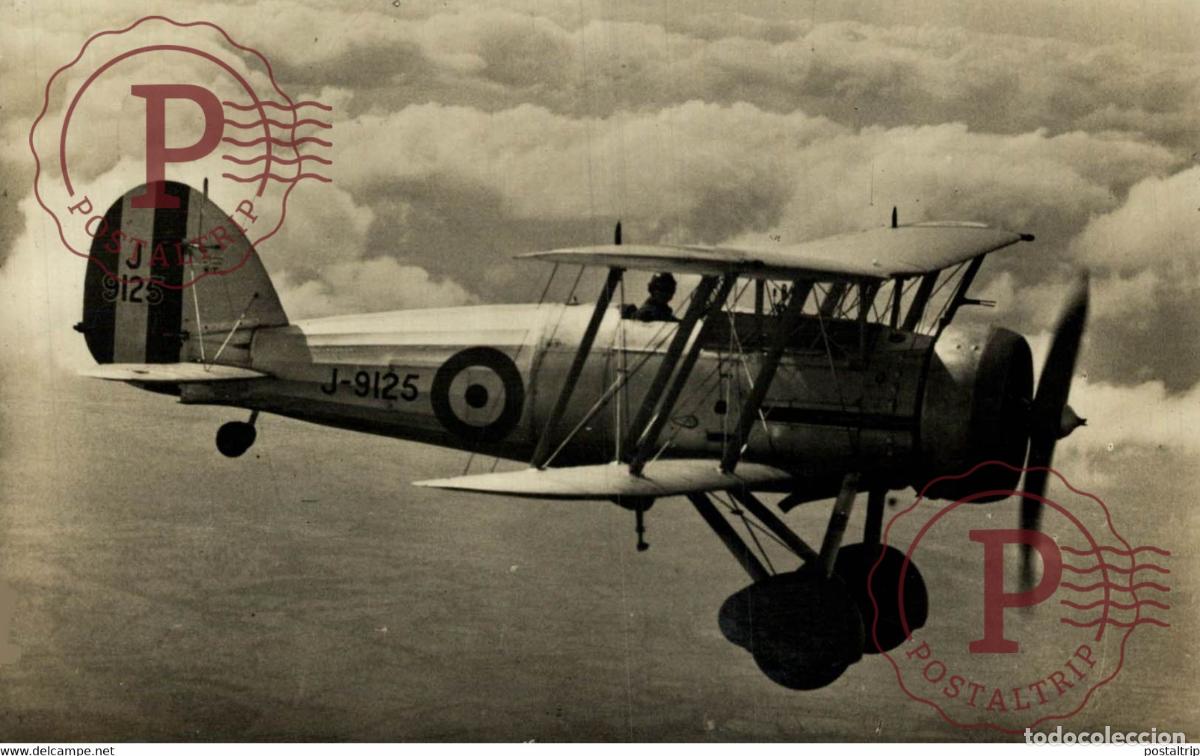Postcards: RPPC GLOSTER GAUNTLET ROYAL AIR FORCE REAL PHOTO POSTCARD. AVIACI&Oacute;N