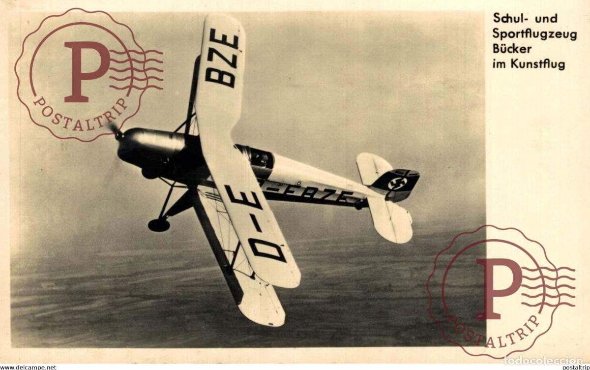 Postales: SCHUL UND SPORTFLUGZEUG BUCKER IM KUNSTFLUG