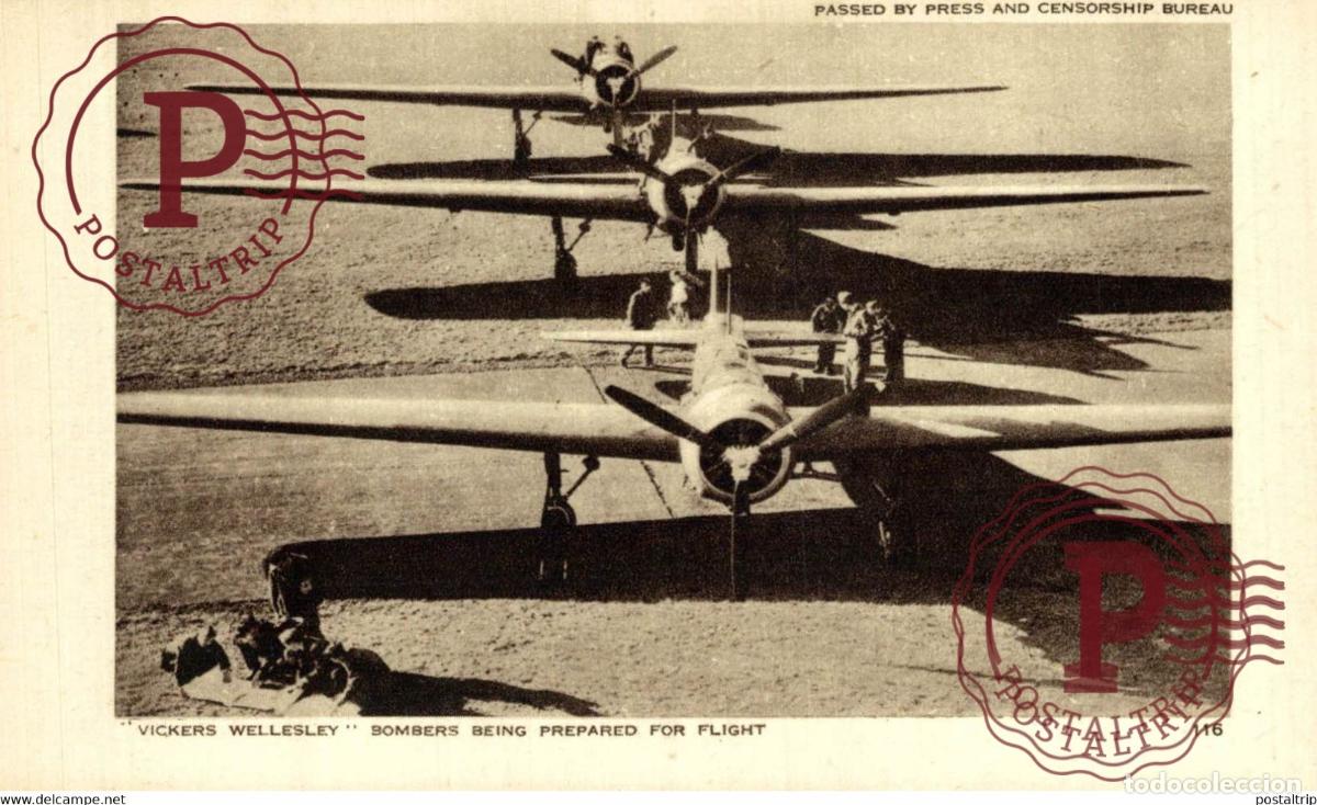 Postales: VICKERS WELLESLEY BOMBERS BEING PREPARED PASSED BY PRESS AND CENSORSHIP BUREAU RAF ROYAL AIR FORCE F