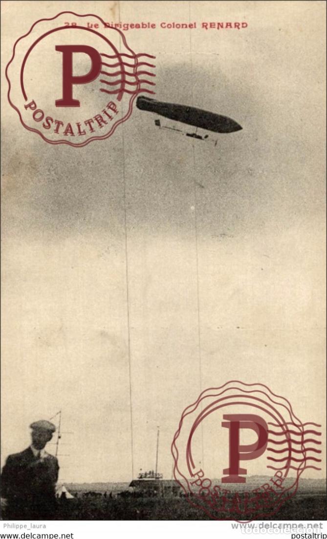 Postales: BETHENY 25 ao&ucirc;t 1909 - le dirigeable Colonel RENARD passant au-dessus de - [51] - Marne zeppeli