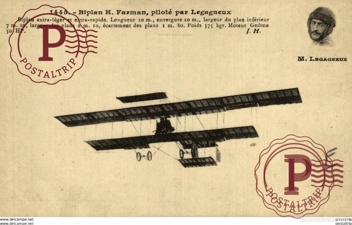 Postales: M. LEGAGNEUX, Biplan H. Farman - Foto 1