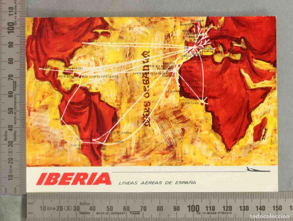 Postales: POSTAL. Iberia L&iacute;neas A&eacute;reas de Espa&ntilde;a - Mapa de rutas - Pumersa
