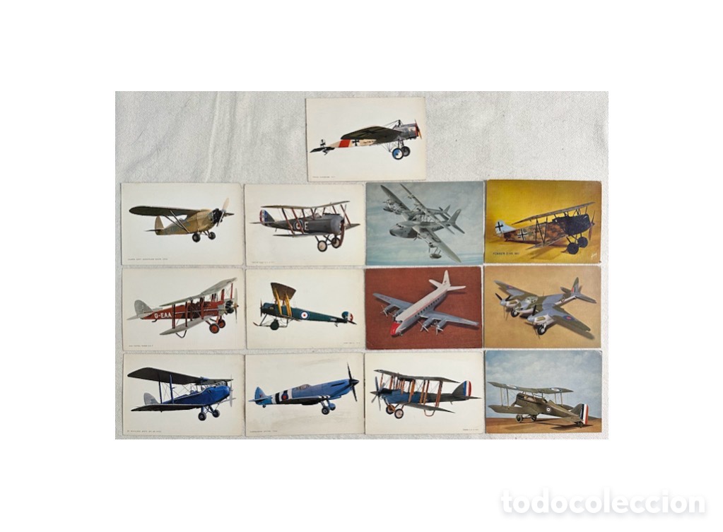 Postales: 13 viejas postales de aviones. La mayor&iacute;a, aeronaves militares de la I y II guerras mundiales.