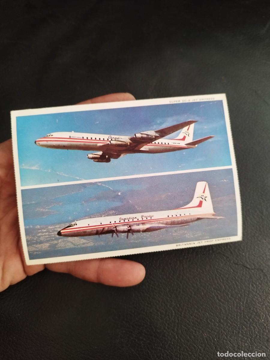 Postales: Postal plegable de colecci&oacute;n aeronaves vintage de la aerol&iacute;nea Canadian Pacific Air Lines.