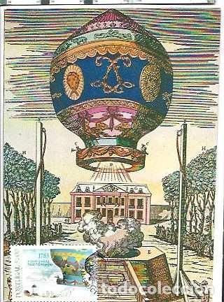 Postales: Portugal y M&aacute;xima, La conquista del espacio 1783, Balao Montgolfier, Lisboa 1983 (44)