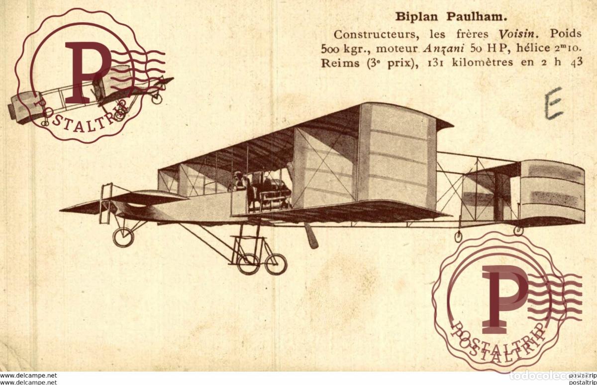 Postales: BIPLAN PAULHAM. AVIACI&Oacute;N - Foto 1