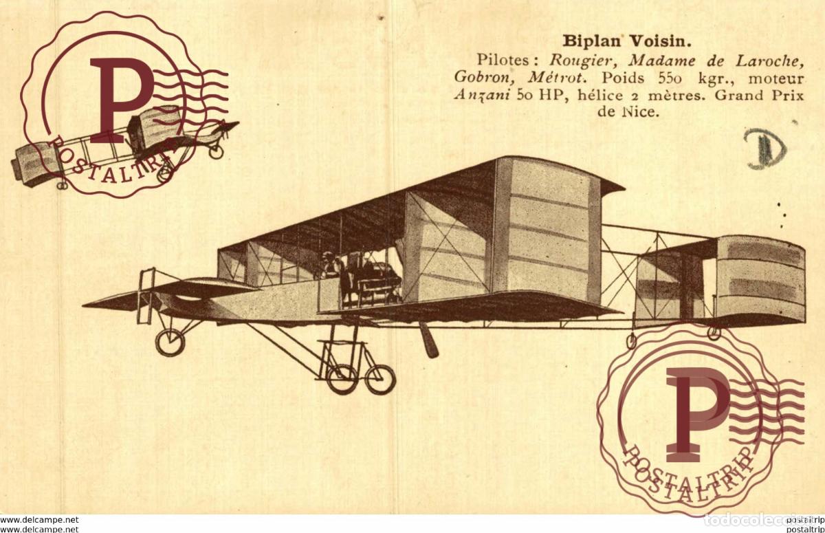 Postales: BIPLAN VOISIN. AVIACI&Oacute;N