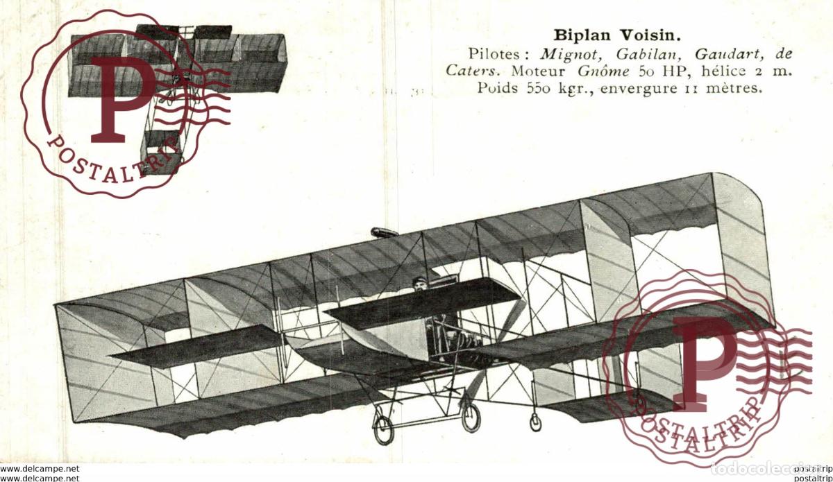 Postales: BIPLAN VOISIN. AVIACI&Oacute;N