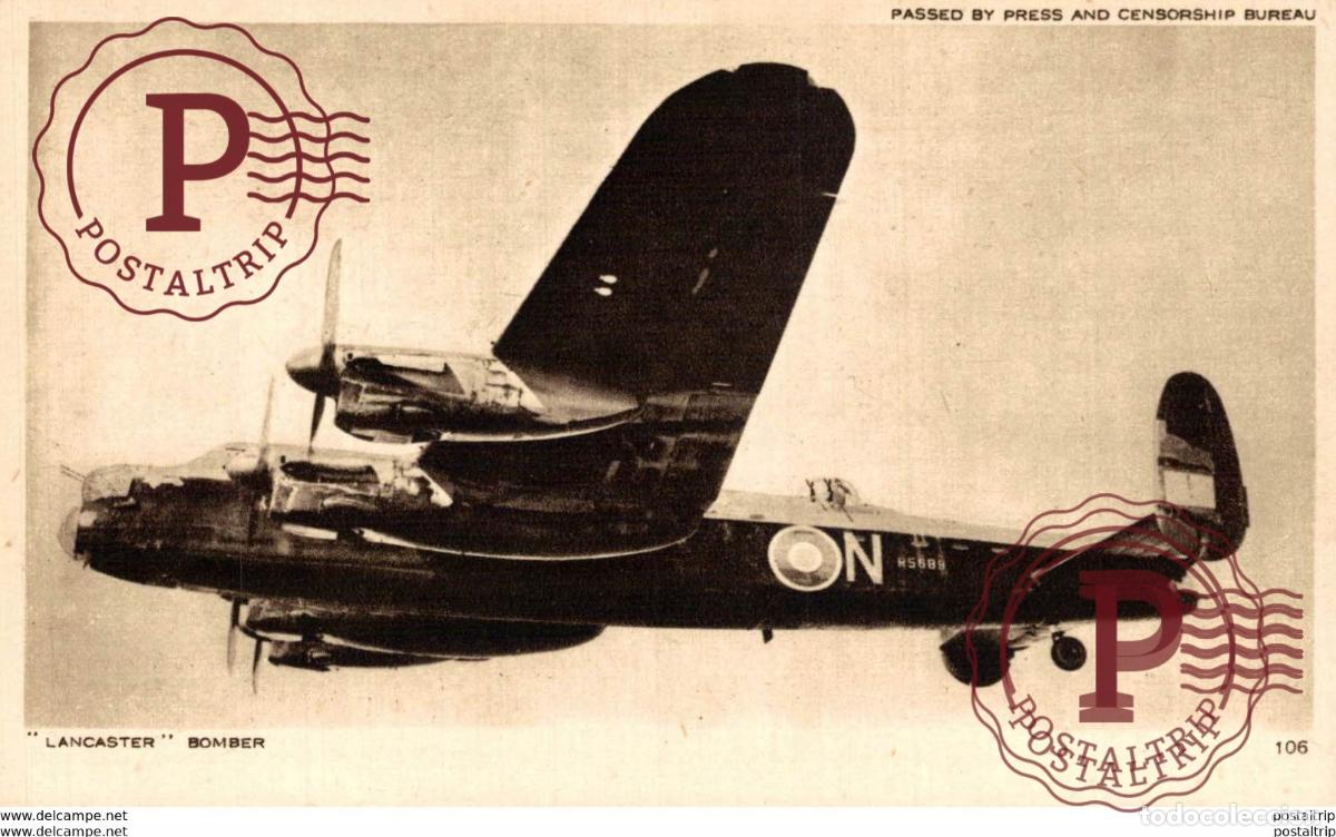 Postales: LANCASTER BOMBER PASSED BY PRESS AND CENSORSHIP BUREAU