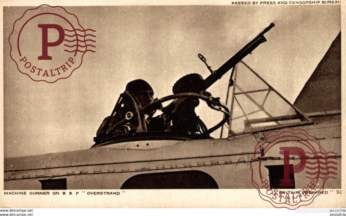 Postales: MACHINE GUNNER B AND P OVERSTRAND PASSED BY PRESS AND CENSORSHIP BUREAU