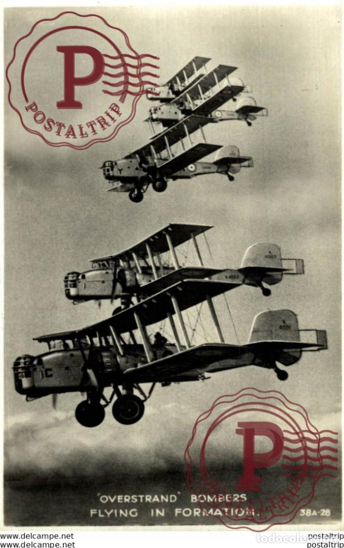 Postkarten: RPPC OVERSTRAND BOMBERS FLYING IN FORMATION BOULTON PAUL 101 SQUADRON AVIACI&Oacute;N REAL PHOTO POSTCARD