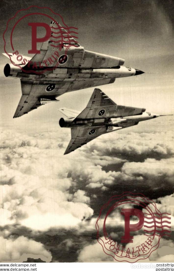 Postkarten: RPPC SAAB 25F HUGHES FALCON AIR TO AIR RAKETTEN AVIACI&Oacute;N REAL PHOTO POSTCARD