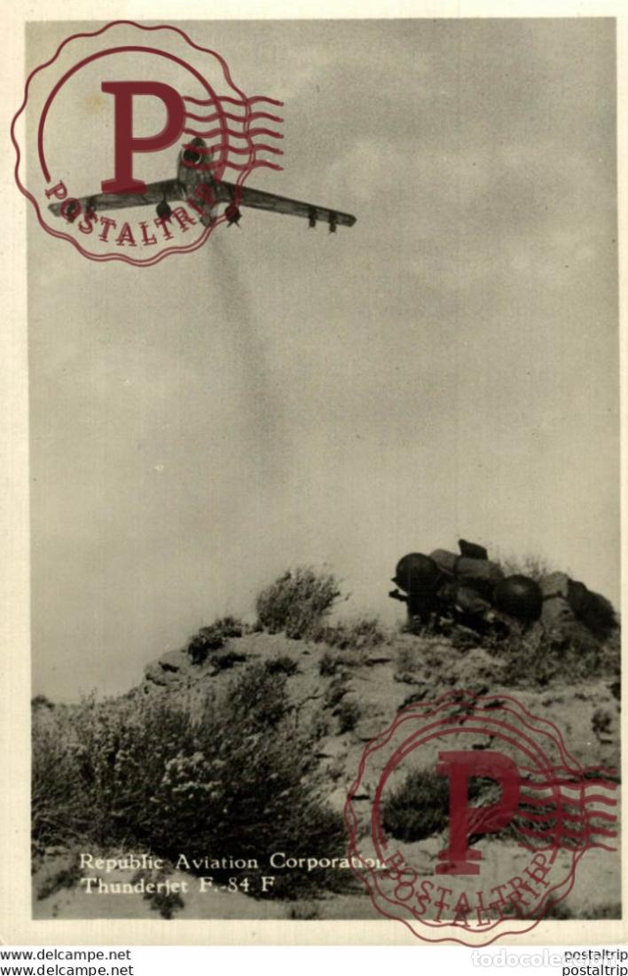 Postkarten: RPPC REPUBLIC F-84 F THUNDERCHIEF USA ALLISON J-35 MOTOR AVIACI&Oacute;N REAL PHOTO POSTCARD
