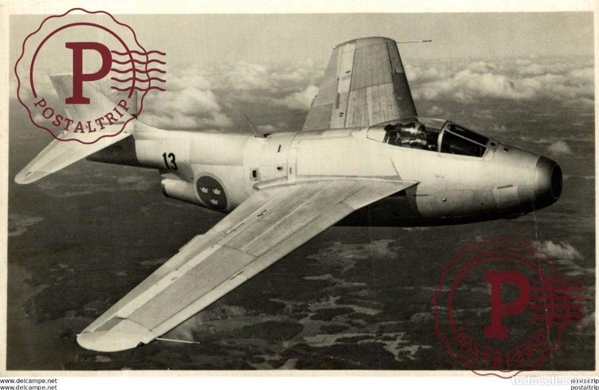 Postkarten: RPPC SAAB J-29 AVIACI&Oacute;N REAL PHOTO POSTCARD