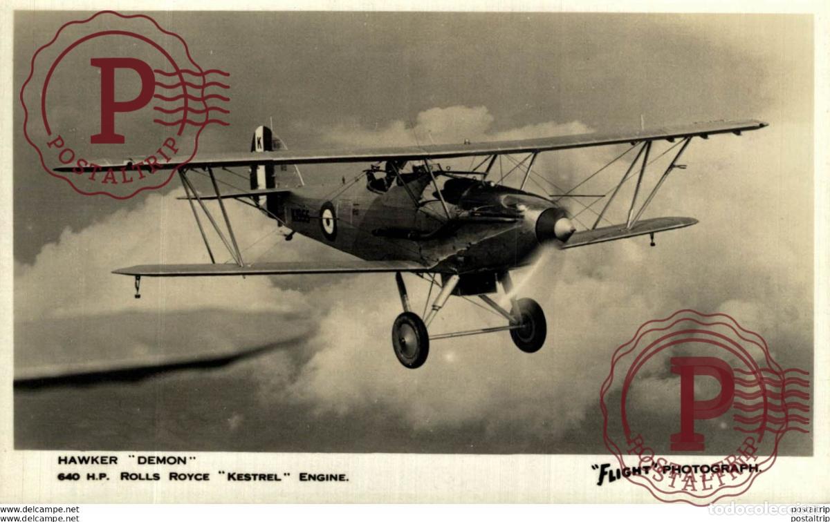 Postais: RPPC. HAWKER DEMON, ROLLS ROYCE KESTREL ENGINE. REAL PHOTO POSTCARD