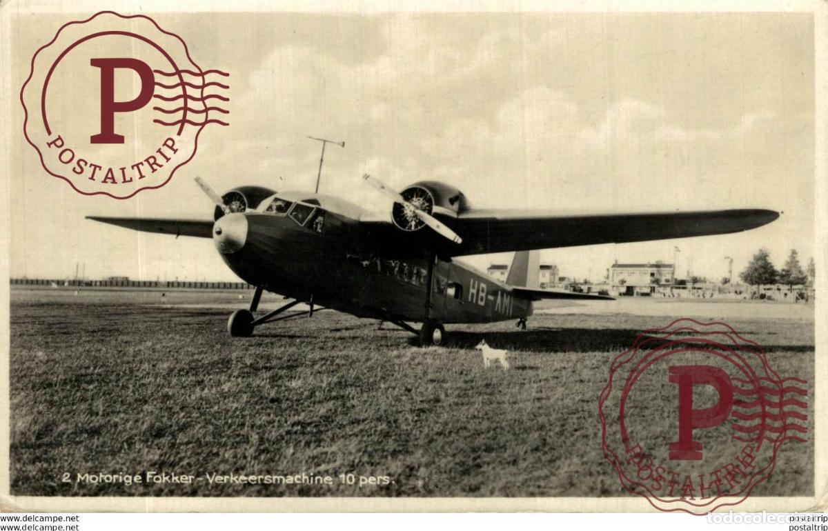 Postais: RPPC. MOTORIGE FOKKER, VERKEERSMACHINE 10 PERS. REAL PHOTO POSTCARD. AVIACI&Oacute;N