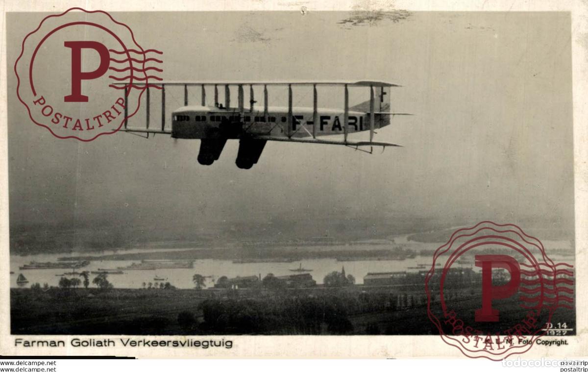 Postais: RPPC. FARMAN GOLIATH VERKEERSVLIEGTUIG. REAL PHOTO POSTCARD. AVIACI&Oacute;N