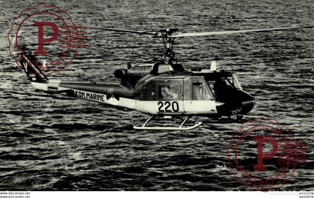 Postales: RPPC. AUGUSTA BELL HELIKOPTER VAN DE MARINE LUCHTVAART DIENST . REAL PHOTO POSTCARD. AVIACI&Oacute;N