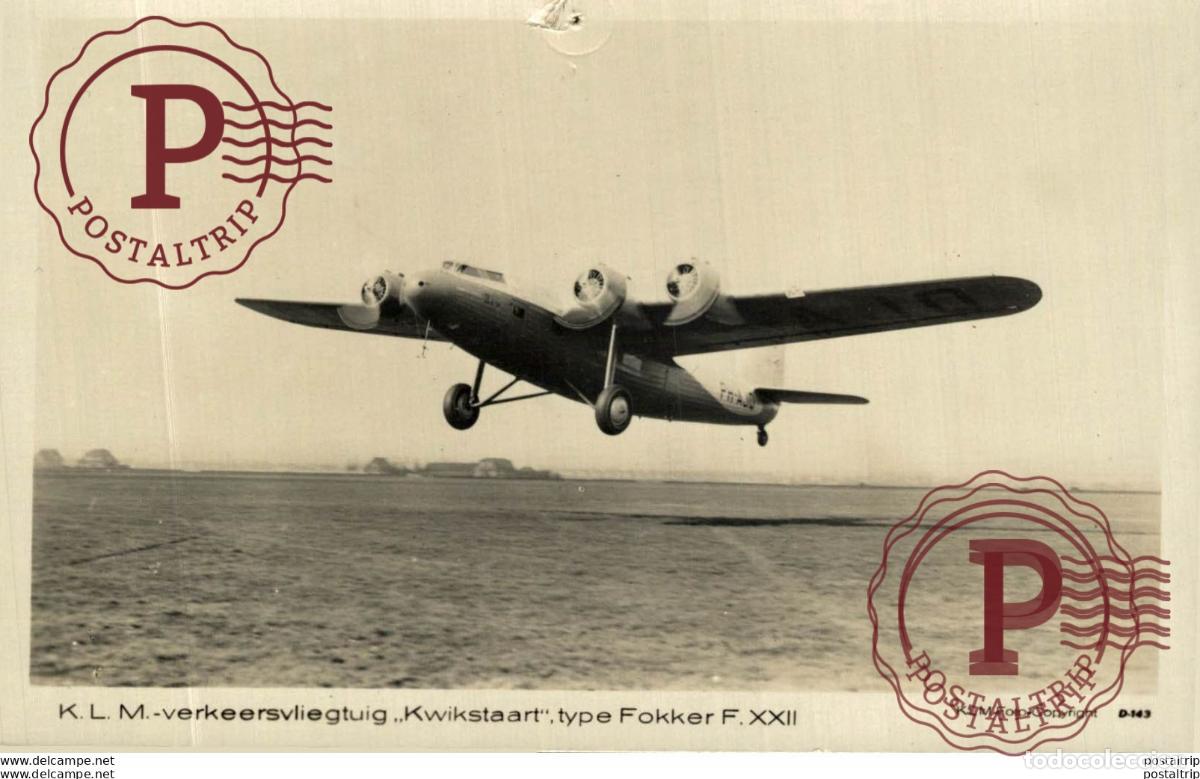 Postales: RPPC. K.L.M. verkeersvliegtuig, Kwikstaart. REAL PHOTO POSTCARD. AVIACI&Oacute;N