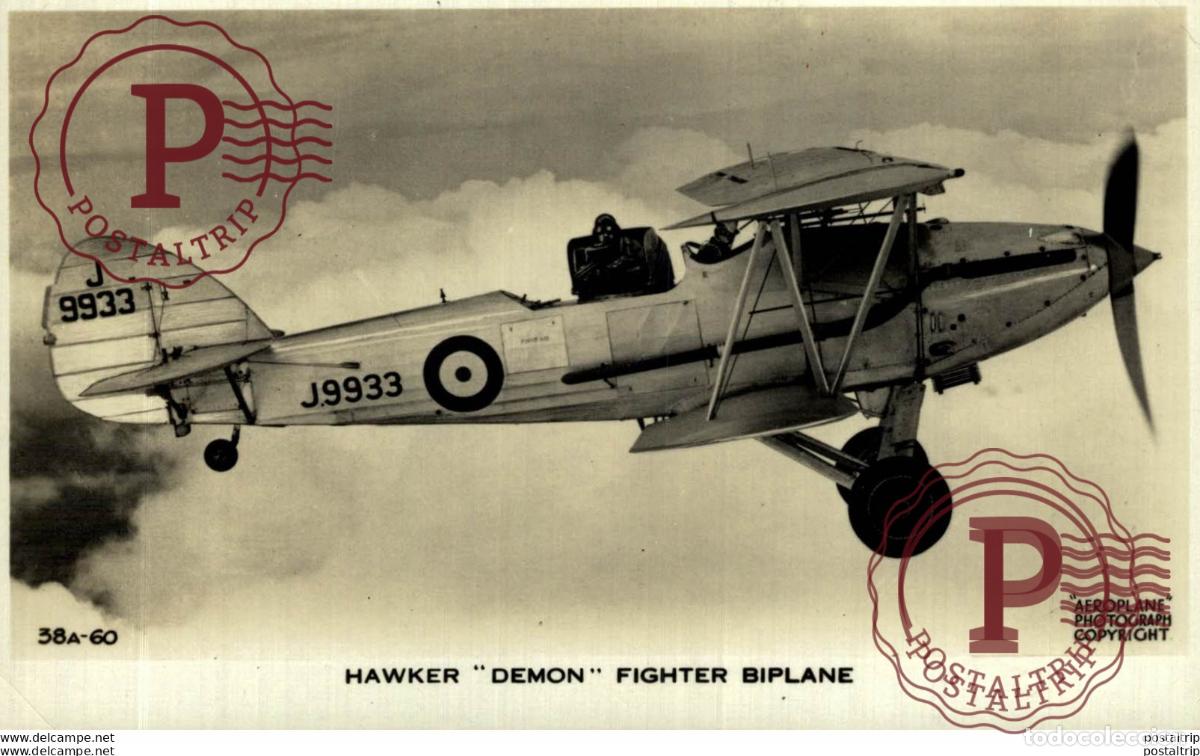Postkarten: RPPC. HAWKER DEMON FIGHTER BIPLANE. REAL PHOTO POSTCARD. AVIACI&Oacute;N