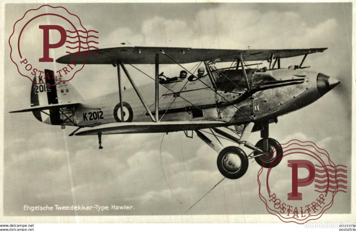 Cartes Postales: RPPC. Engelsche Tweedekker-Type Hawier. REAL PHOTO POSTCARD. AVIACI&Oacute;N