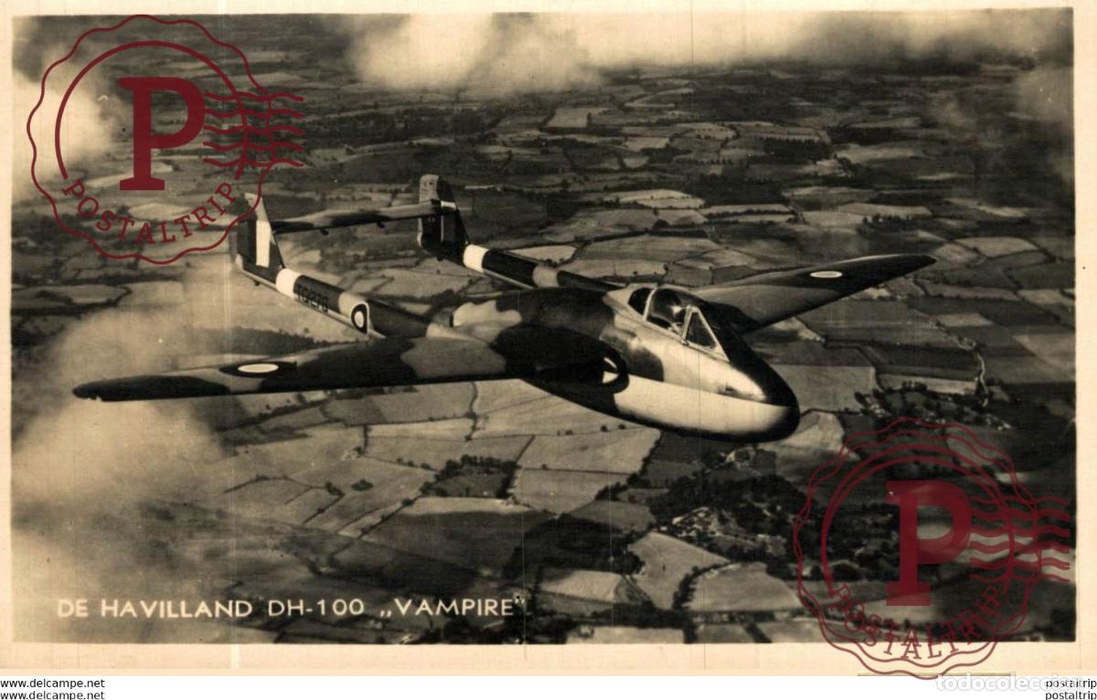 Postkarten: De Havilland DH-100 Vampire AVIACI&Oacute;N AVIATION