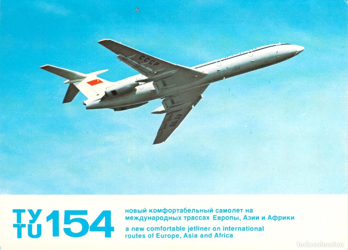 Postales: Postal de avi&oacute;n Tupolev Tu-154 de la aerol&iacute;nea Aeroflot