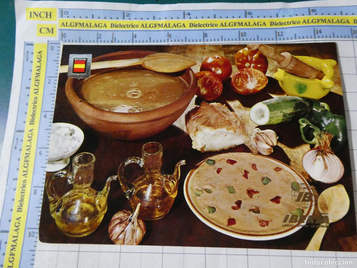 Postales: POSTAL DE AVIONES AEROL&Iacute;NEAS. L&Iacute;NEAS AEREAS ESPA&Ntilde;OLAS IBERIA. RECETA GAZPACHO ANDALUZ. 775