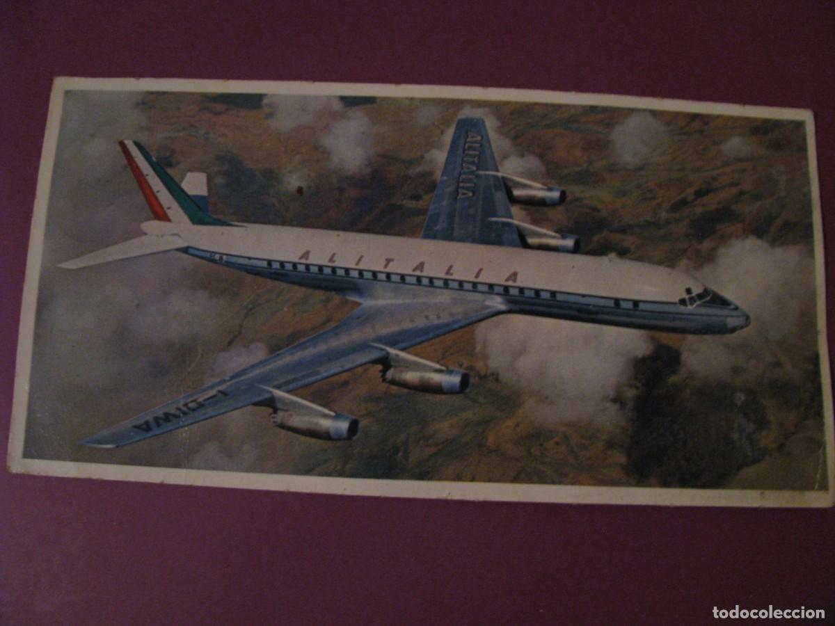 Postales: POSTAL DE DE COMPA&Ntilde;IA AEREA ALITALIA. AVION DC 8 JET. 18X9 CM