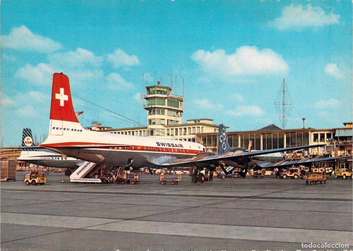 Postales: Postal de avi&oacute;n Swissair en el Aeropuerto de Z&uacute;rich