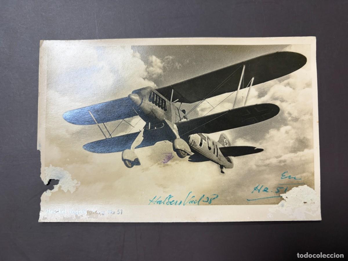 Postales: POSTAL FOTOGR&Aacute;FICA AVI&Oacute;N CAZA ALEM&Aacute;N HEINKEL JAGDFLUGZEUG &ndash; HE 51 &ndash; AVIACI&Oacute;N MILITAR A&Ntilde;OS 30