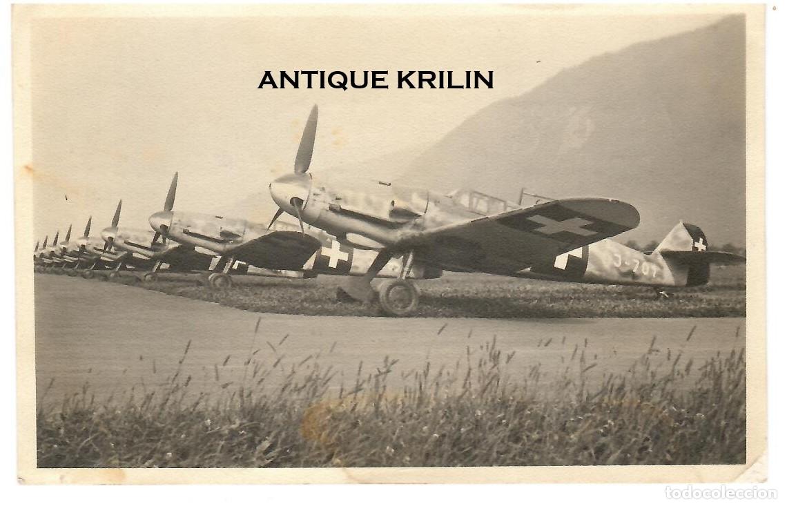 Postales: ESCUADRILLA MESSERSCHMITT ME 109 EJERCITO SUIZO / SIN FRANQUEAR ESCRITA AL DORSO 1950