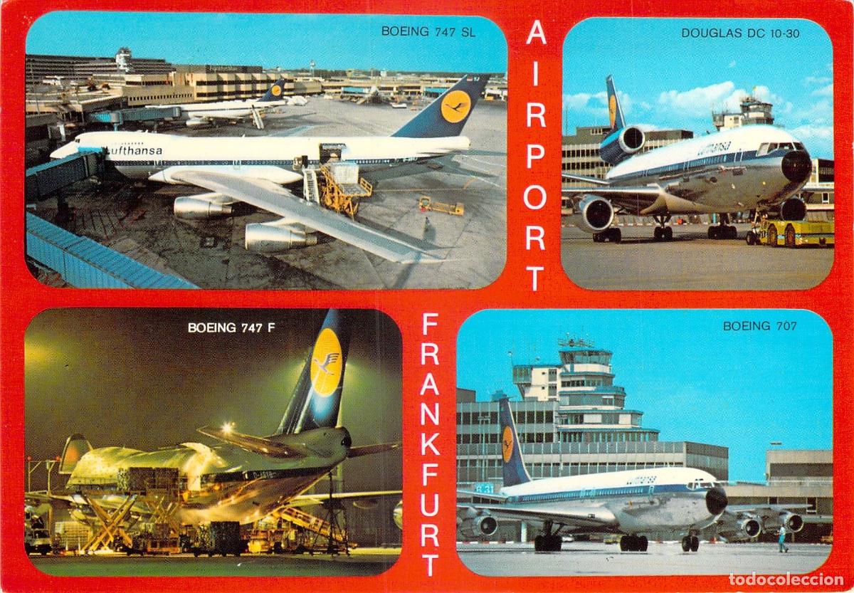 Postales: Postal de aviones Lufthansa en el Aeropuerto de Frankfurt