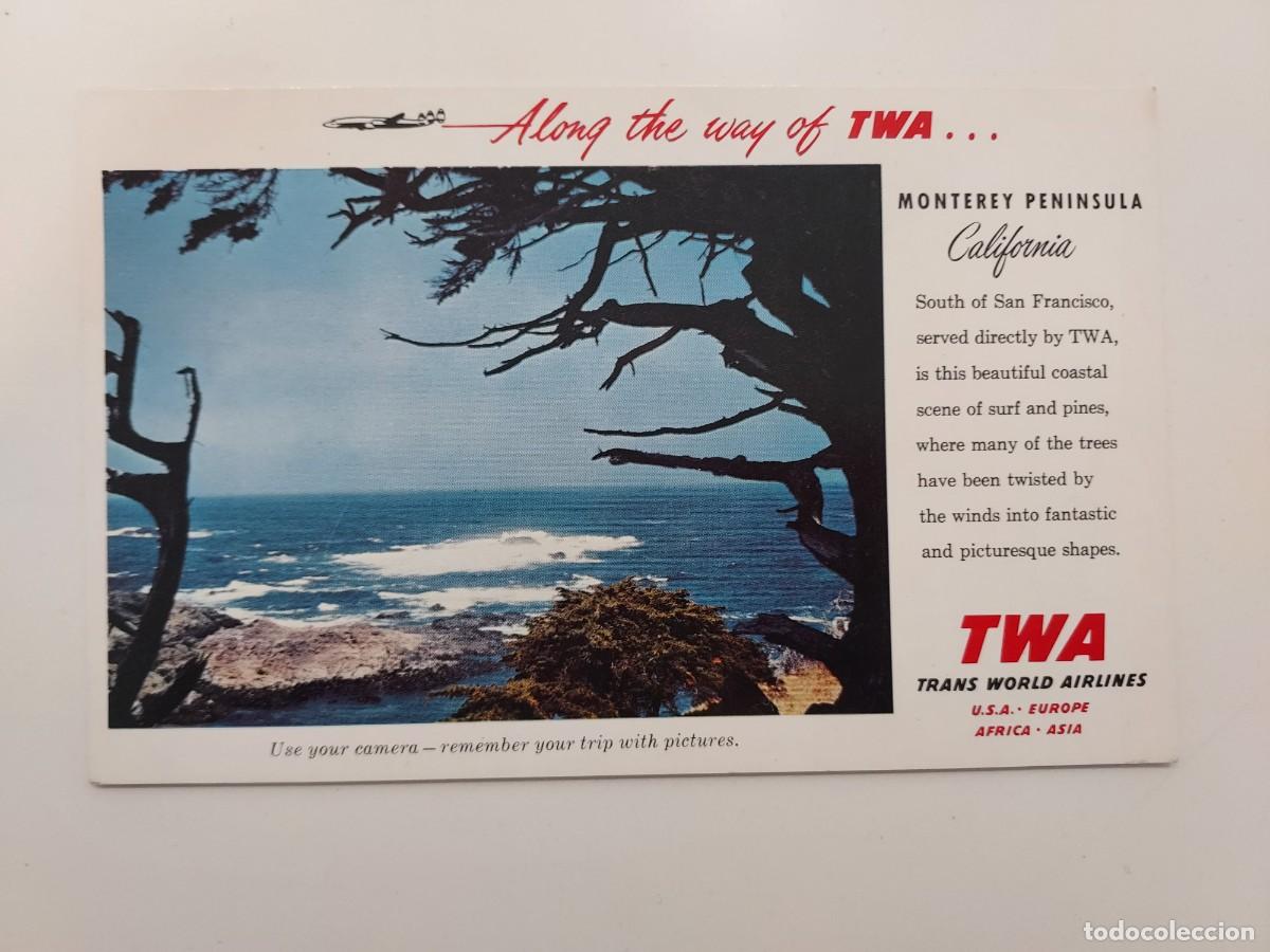 Postales: POSTAL TWA TRANS WORLD AIRLINES. MONTEREY PENINSULA CALIFORNIA. SIN CIRCULAR