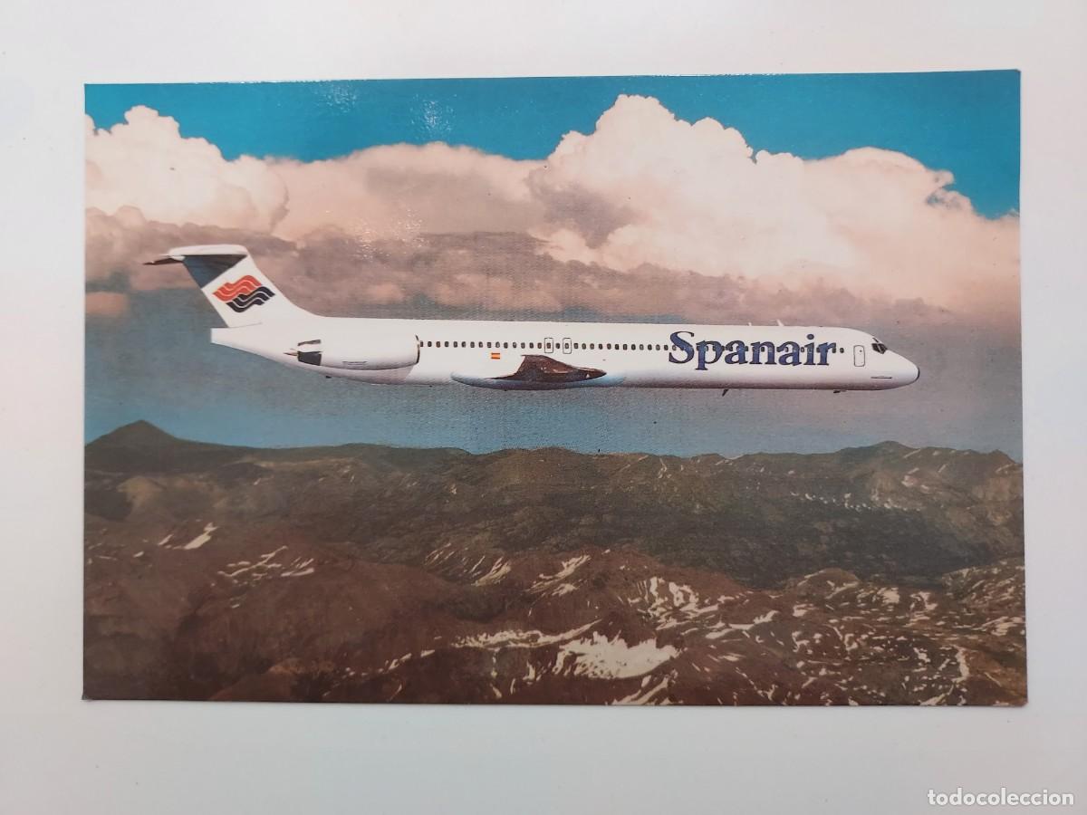 Postales: POSTAL AVION. SPANAIR WHERE THE SKY IS NO LIMIT. MD-83. SIN CIRCULAR. COMPA&Ntilde;IA AEREA