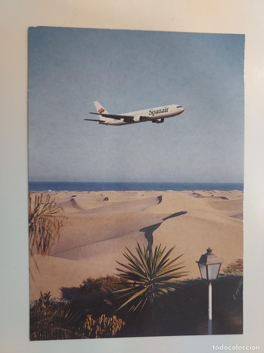 Postkarten: POSTAL SPANAIR AVION BOEING 767 300 ER. SIN CIRCULAR. FOTO OLIVIERO DAIDOLA. DUNAS MASPALOMAS